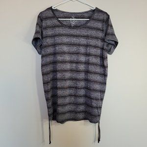 Black, White, & Gray Striped Top with Side Ties